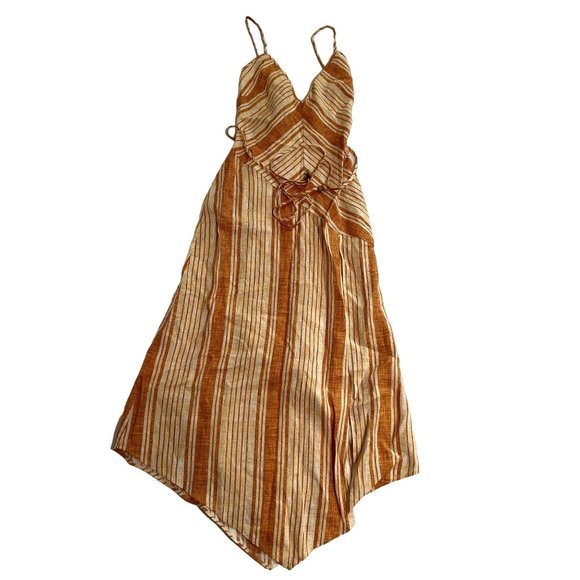 NWT L'Academie Manon Midi Dress in Chai Stripe - Picture 1 of 4